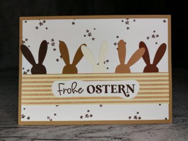 Grußkarte Frohe Ostern Ohren Streifen handgemacht